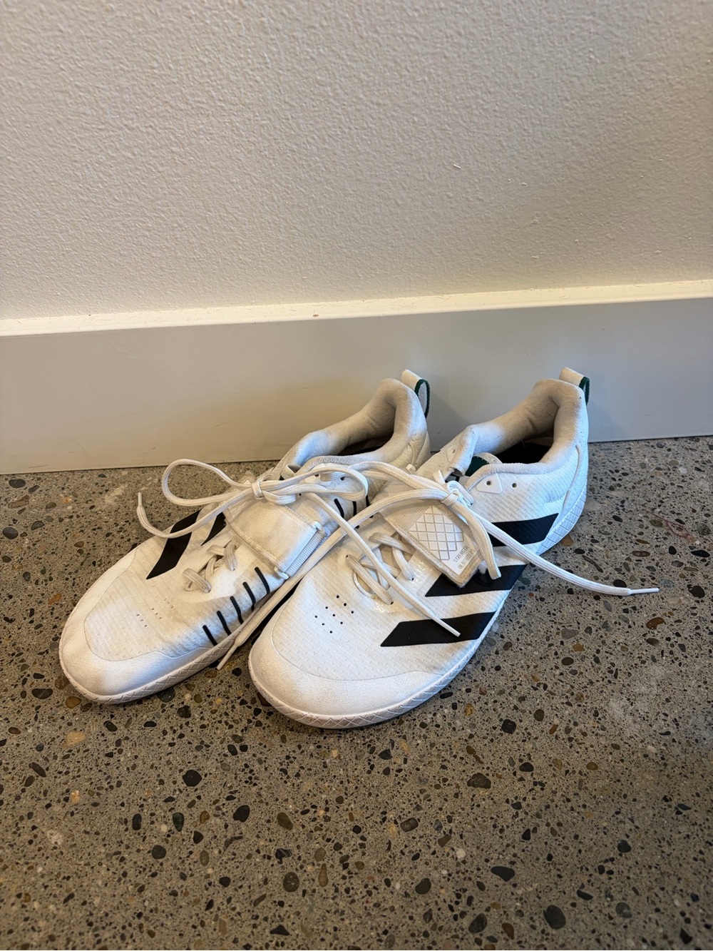 adidas White and Black Weightlifting Athletic Shoes